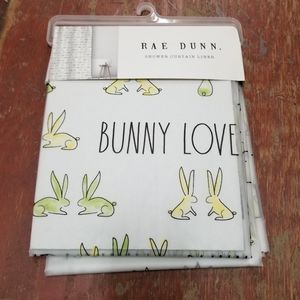 Rae Dunn Shower Curtain Liner BUNNY LOVE EASTER Bunny Love  72"x72" NWT